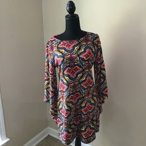 Aryeh Women’s Colorful Knit Dress With Flutter Sleeves Size L